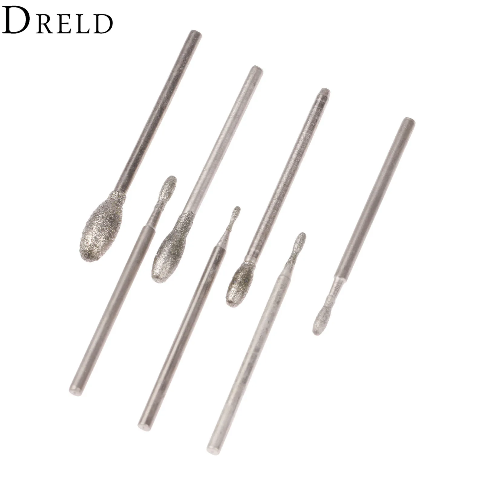 DRELD 7Pcs Dremel Accesories Oval Diamond Grinding Head Burrs Bits 2.35mm Shank Jade Stone Carving Polishing Engraving Tool DRELD 7Pcs Dremel Accesories Oval Diamond Grinding Head Burrs Bits 2.35mm Shank Jade Stone Carving Polishing Engraving Tool