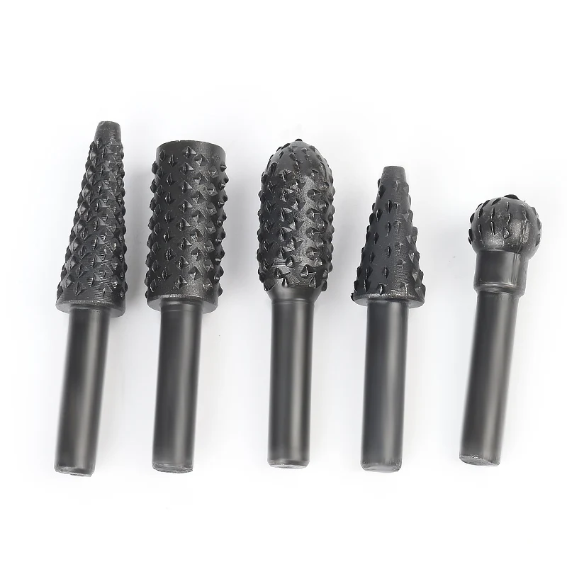 5pcs hss Power Tools Woodworking rasp chisel shaped rotating embossed grinding head power tool engraving pattern cutter milling