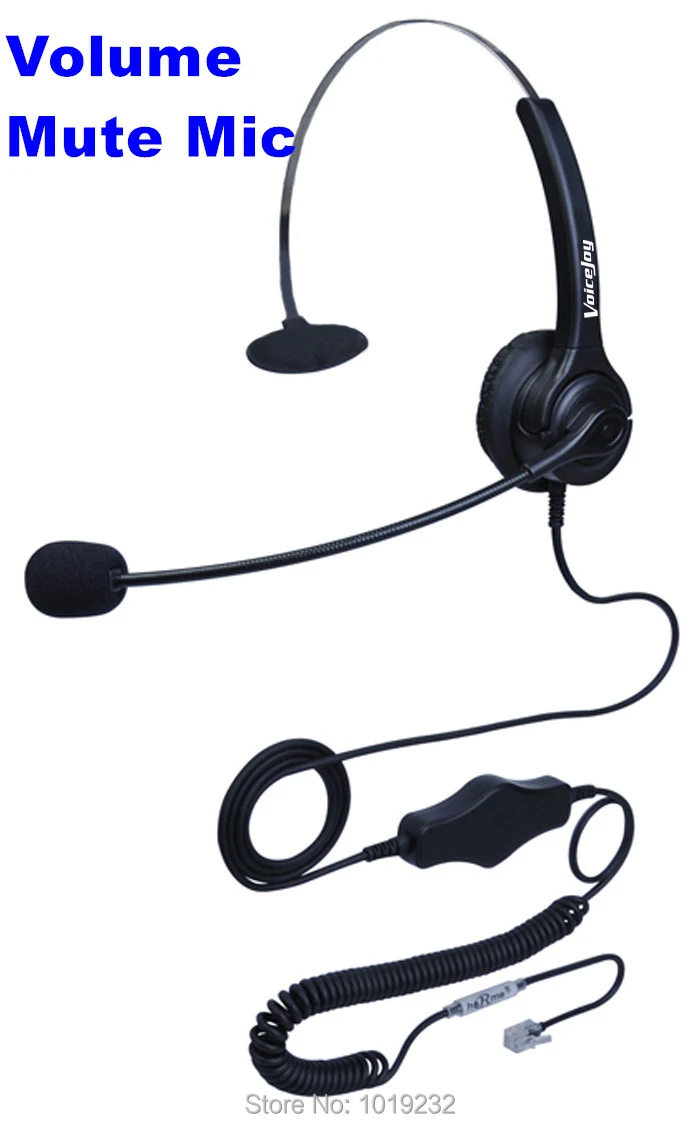 Free Shipping NEW Call center headset with RJ9 plug with Volume+ Mute