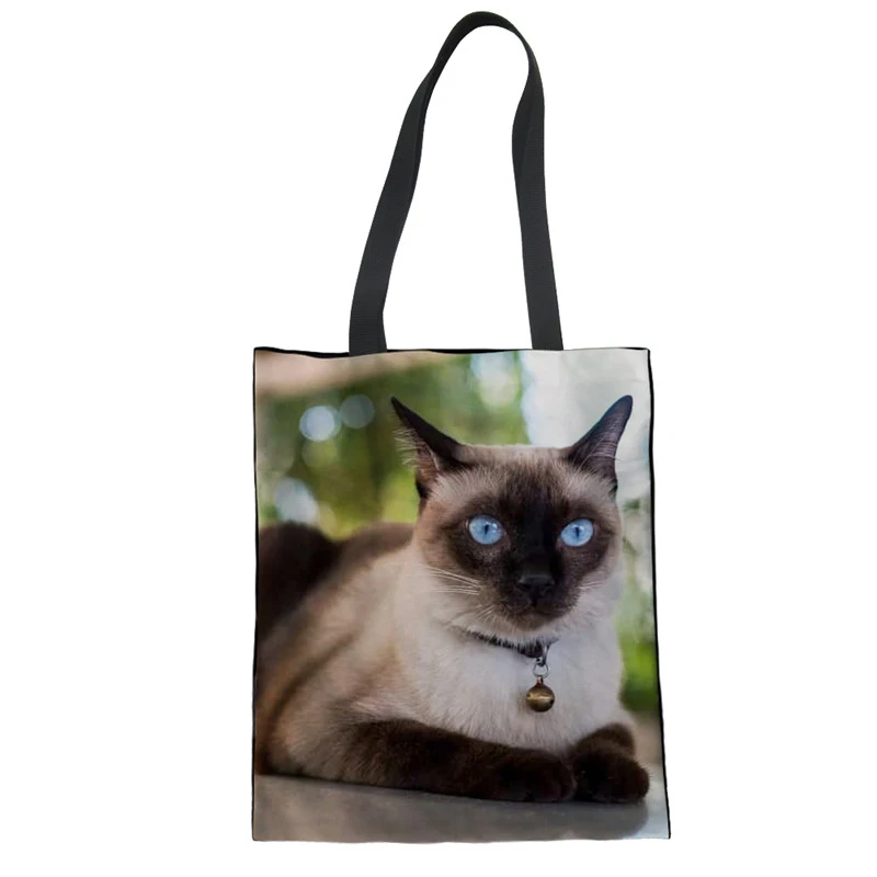 WHEREISART Яркая сумка для шоппинга Saco Compras Animal Siamese Cat женские матерчатые сумки хлопчатобумажная хозяйственная сумка на плечо