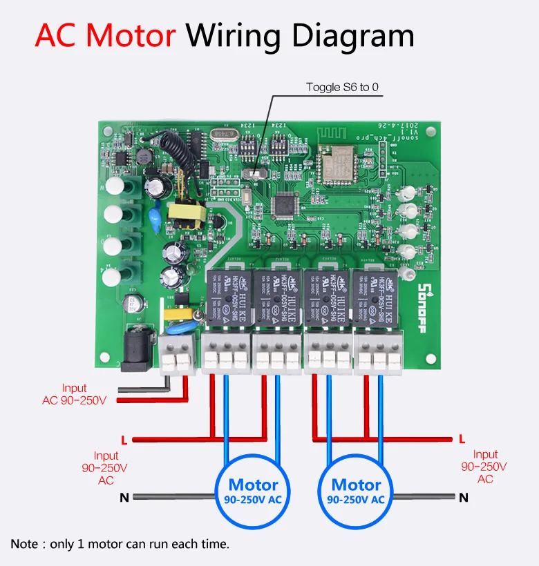 Sonoff 4CH Pro R2 433 МГц 4 канала RF беспроводной дистанционный Wifi умный переключатель инчинг интерлок реле Alexa Google Home