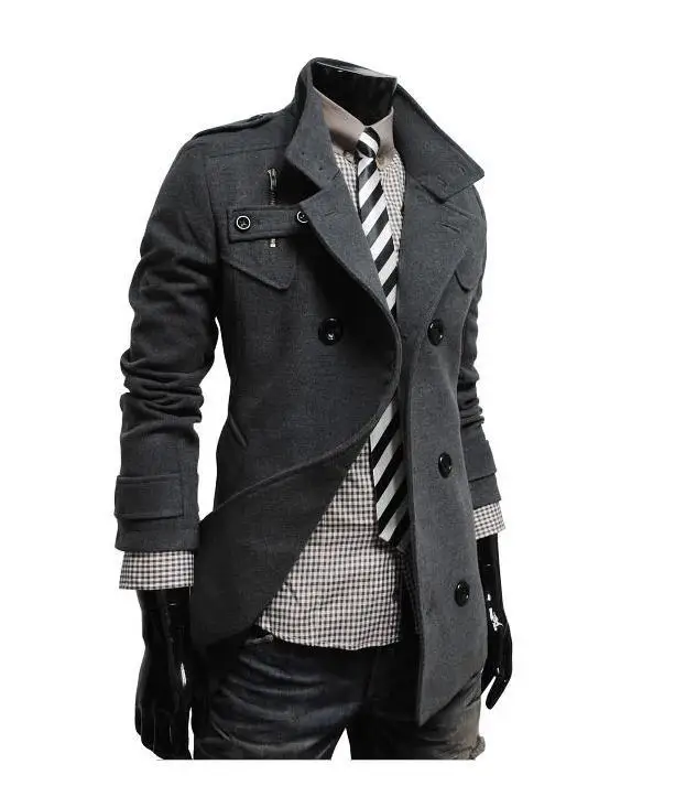 New arrivals free shipping single men wool coat casual jackets for men 3 color M L XL XXL