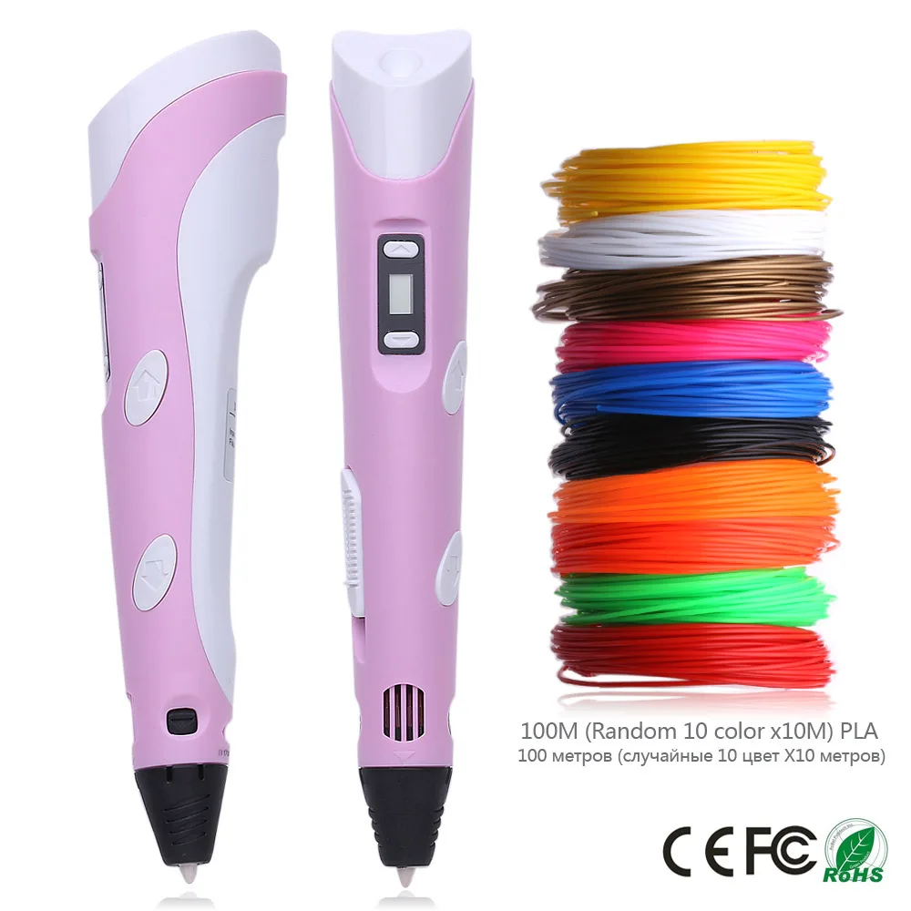 2017 New Model 3D Printer Pen Drawing 3 D Pen With 10m 10 Color PLA Filaments