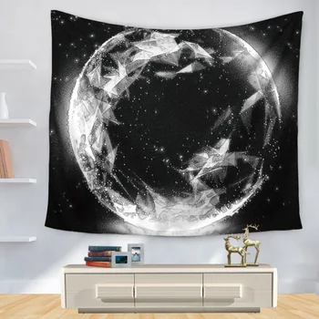 

CAMMITEVER Hippie Wall Hanging Tapestries Boho Bedspread Beach Towel Table Cloth Yoga Mat Blanket Black White Moon Planet Earth