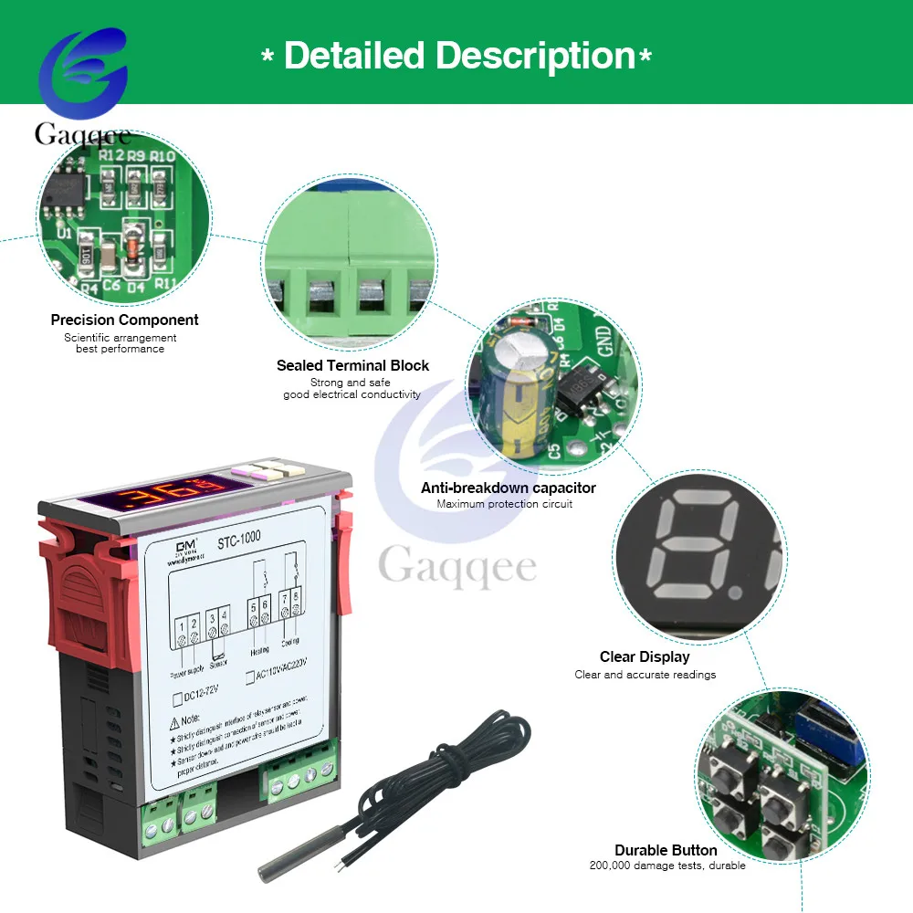 СВЕТОДИОДНЫЙ цифровой Температура регулятор STC-1000 DC 12 V-72 V 24V 220V терморегулятор Термостат для инкубатора W/обогреватель радиатор