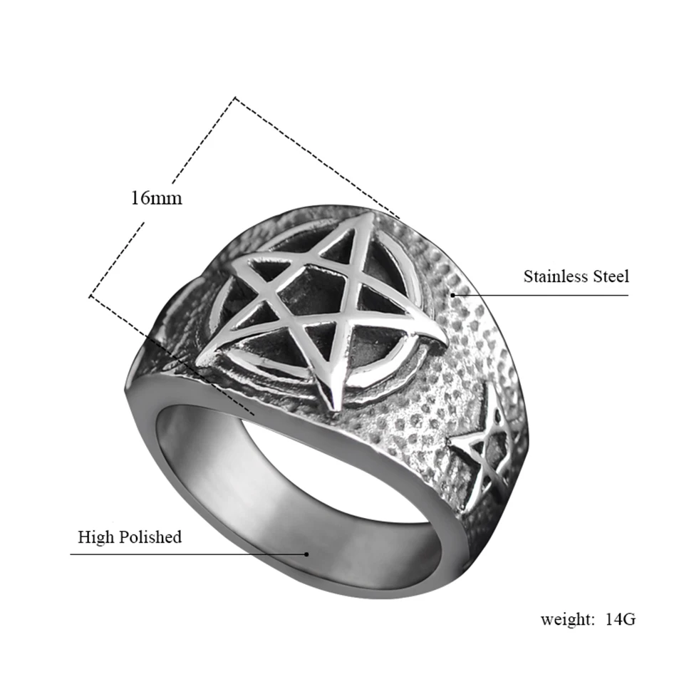 RIR, магазин, ретро кольцо Wicca из нержавеющей стали, высокое качество, пентаграмма, панк, готический, Байкерский стиль, кольцо для мужчин, модное ювелирное изделие, подарок