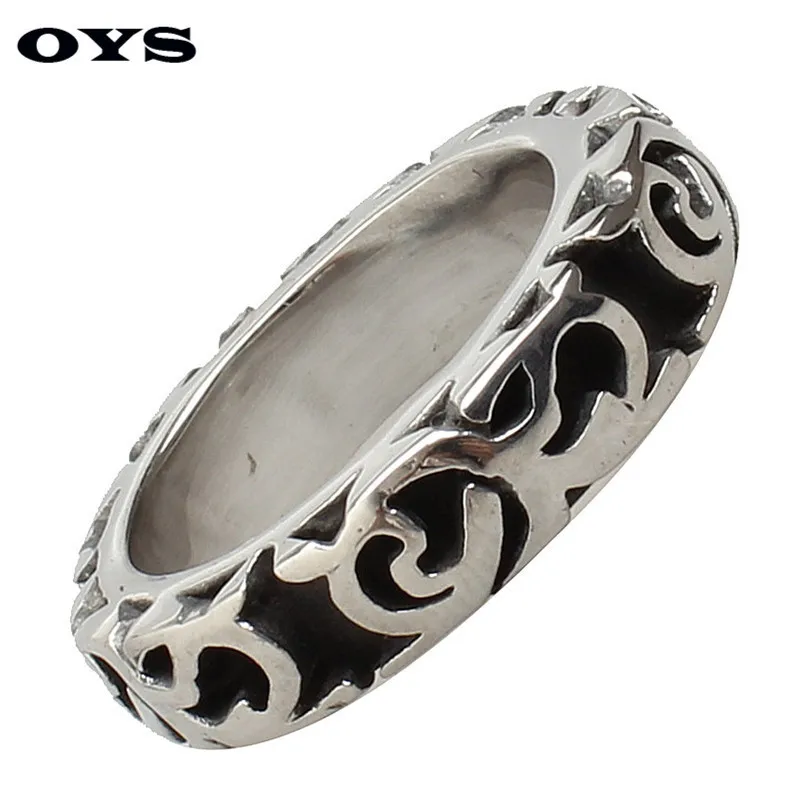 6mm 316L Stainless Steel New Retro Simple Silver Black Color Kroll Ring Fashion Style Men Ring Anniversary Fine Jewelry