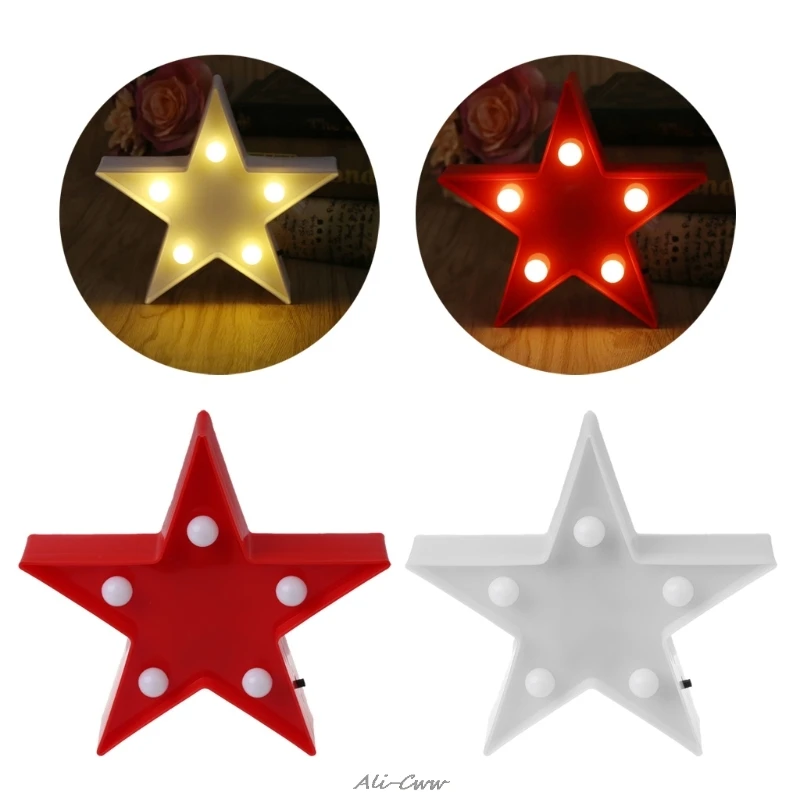 

3D Marquee Stars Table Lamp 5 LED Battery Operated Night Light Children's Room Decor