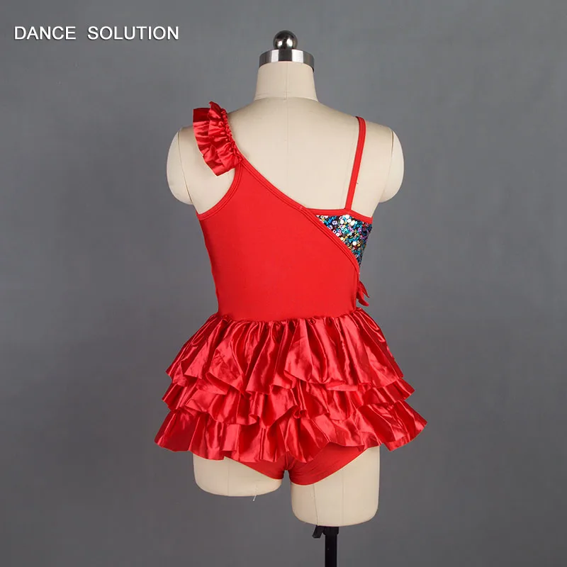 

Red Satin Clothes Jazz and Tap Dance Dress with Big Open Hole On the Back Stage Show Performance Costumes Free Shipping 15023