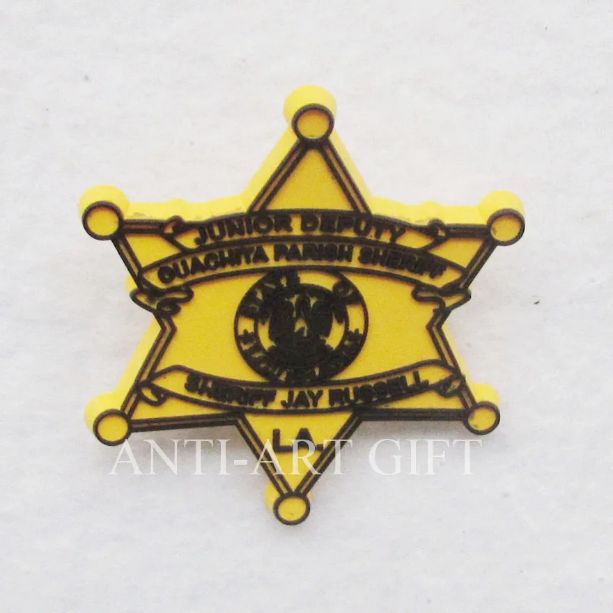 

Customized PVC material yellow background black color lapel pins