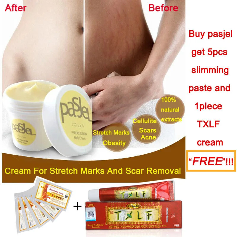 

3PCS Pasjel Cream For Stretch Marks Scar Removal Maternity Skin Body Repair Cream+5 Bags Of Slim Patches +1PC Psoriasis Cream