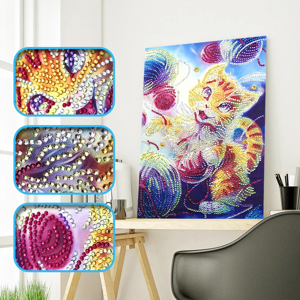 

2019 new Special Shaped Diamond Painting DIY 5D Partial Drill Cross Stitch cat Crystal Rhinestone Of Picture Diamond Embroidery