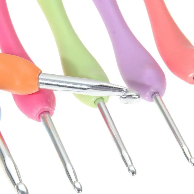 8 шт 8 цветов красочная пластиковая ручка Алюминий вязание крючком Вязание иглой