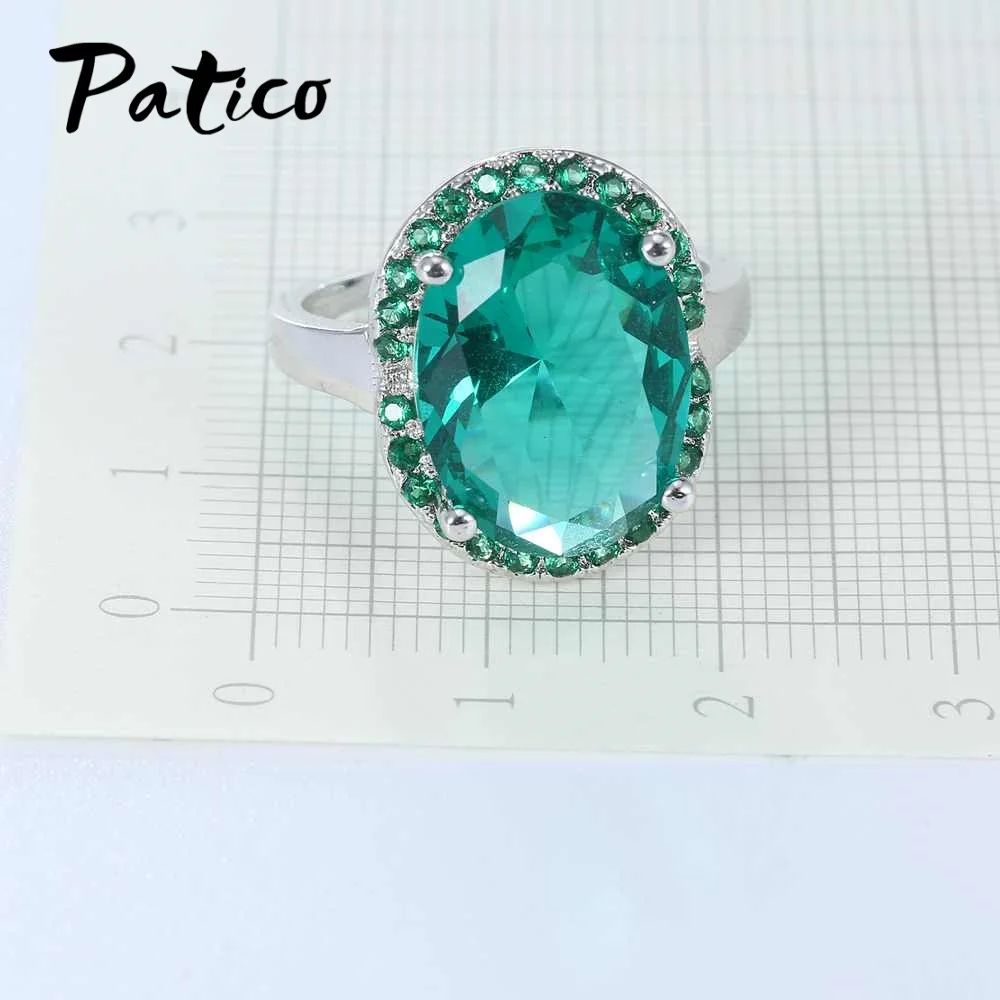 PATICO Top Quality 925 Sterling Silver Finger Rings Shining Big Oval CZ Crystal Propose Wedding Anniversary Women Gift Jewelry