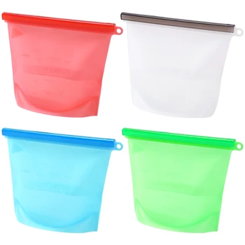 

4pcs Reusable Food Storage Bag Versatile Cooking Bags Refrigerator Fresh Bags Silicone Fruit Meat Ziplock Kitchen Organizer
