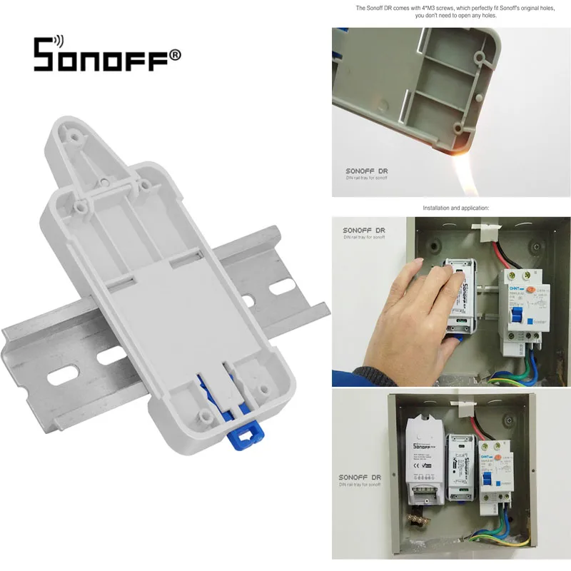 SONOFF DR-SONOFF din-рейку лоток Регулируемый монтируемый рельсовый чехол держатель для Wifi Пульт дистанционного управления переключатель для Sonoff Basic/RF/Pow/TH10