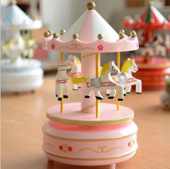 Merry go round wood carousel font b music b font font b box b font Hand