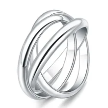 Beautiful Valentine’s gift Silver ring jewelry 3 circle hot cute noble pretty fashion Wedding silver Plated women Lady