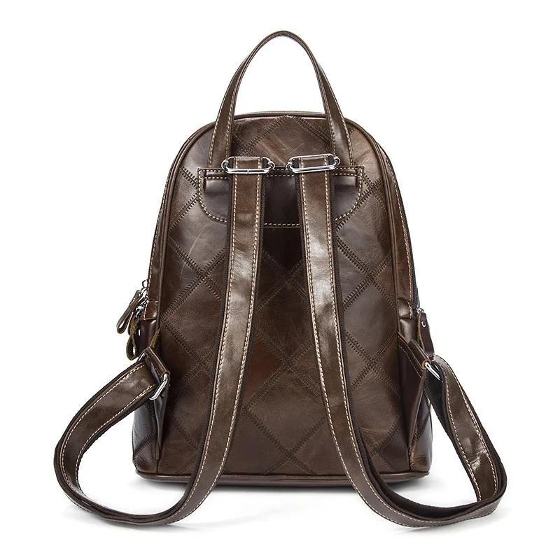 Voyage Naturel Décontracté Vintage Femmes Patchwork À Véritable Cuir En Pour Fleur Sac Coffee De Femme Dos Pleine Sacs qRxxza4