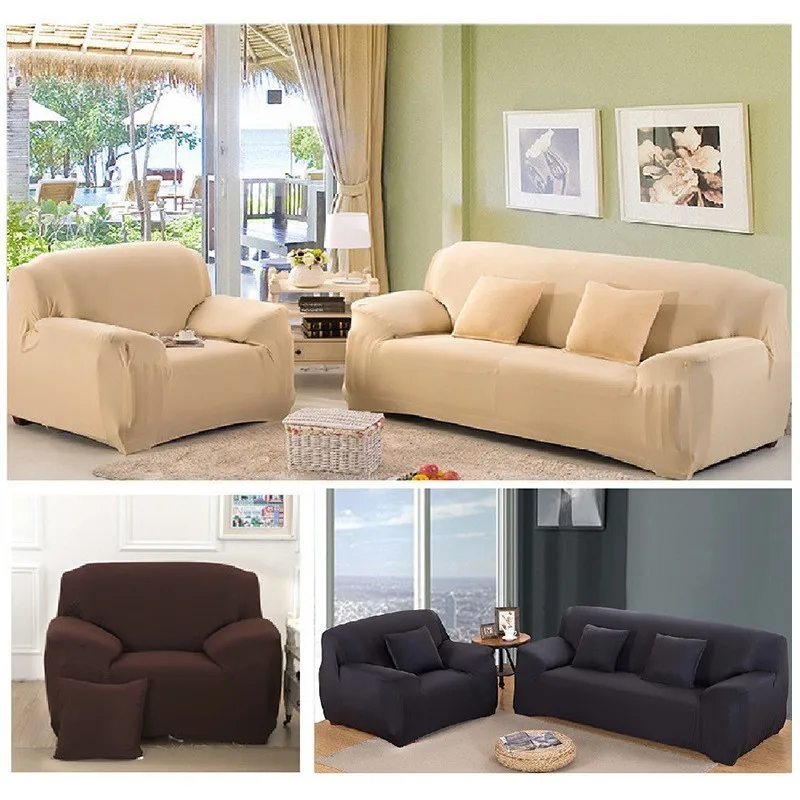 

L Shaped Sofa Cover Sofa Spandex Modern Elastic Polyester Solid Couch Slipcover Chair Furniture Protector 1/2/3/4 Seater