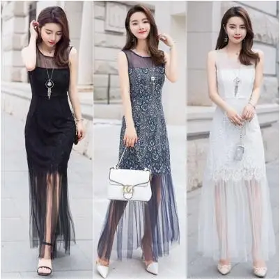 На Лето 2018 новинка кружевное платье в Южно-Корейском стиле версия Платье