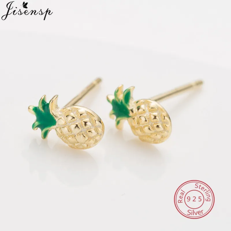 

Jisensp 100% 925 Real Sterling Silver Earrings Tiny Gold Pineapple Stud Earrings Gift for Girls Kid Lady