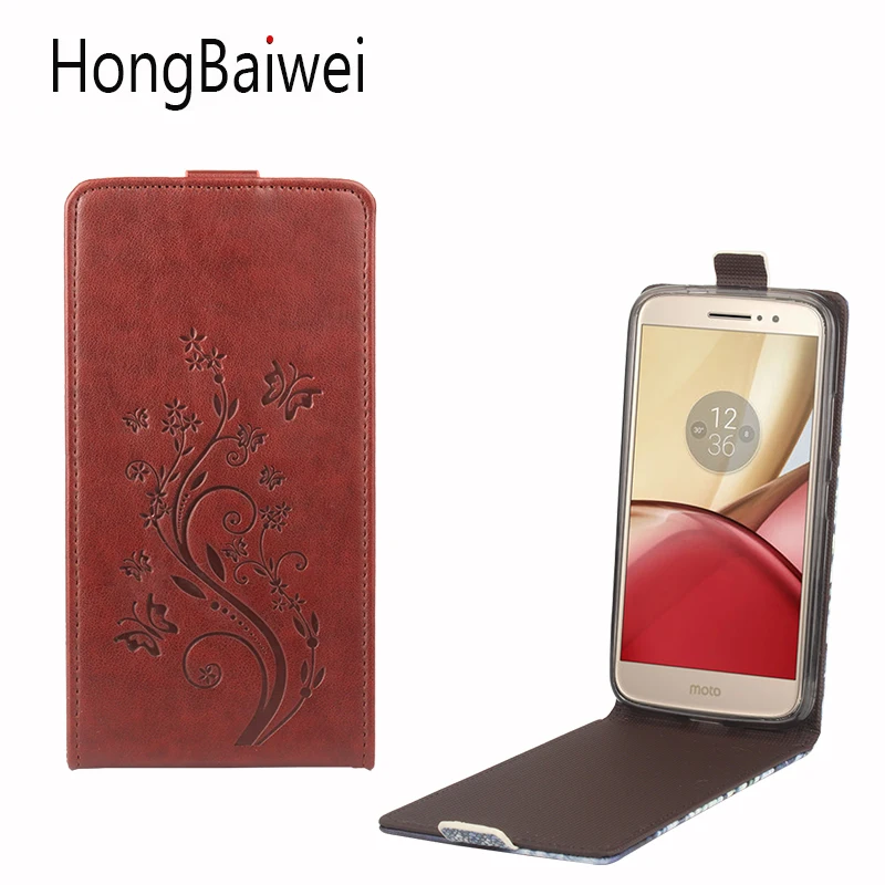 

HongBaiwei For Moto M XT1662 Case Leather Flower Pattern Vertical Flip Luxury Phone Case Cover for Moto M XT1662