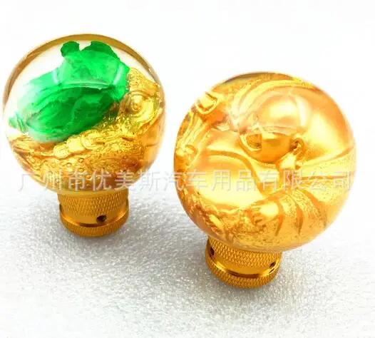 Bashineng Universal Ancient East Buddha Fortune Toad Car Gear Stick Shifter Knobs Gold Luck for Manual Automatic Knob Shifter Head