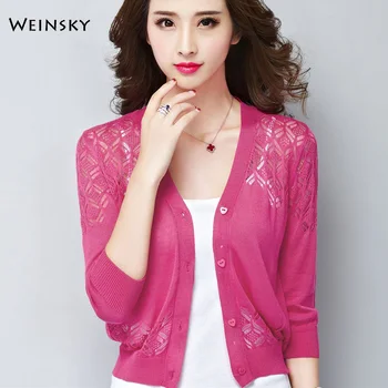 

Women Knitted Jumper Thin Sweater And Cardigans Korean Fashion Style Sweaters Summer And Autumn 2019 New Sun Protection Shirt