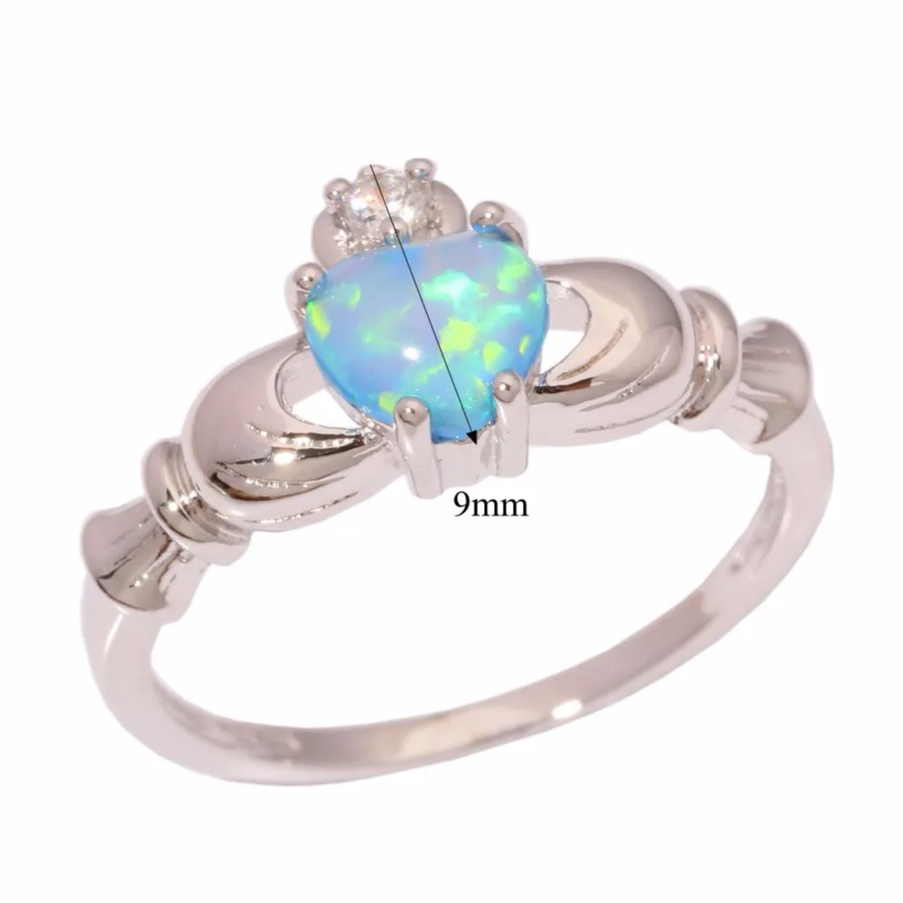 CiNily Created Blue Fire Opal Cubic Zirconia Silver Plated Wholesale Hot Sell for Women Jewelry Ring Size 7 8 OJ5307