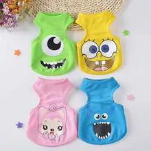 Vogue Cartoon Printed Pet Cat Vest Breathable Mesh Cat Garments Small Canine Pet Shirt in Spring and Summer time Low cost Pet Attire