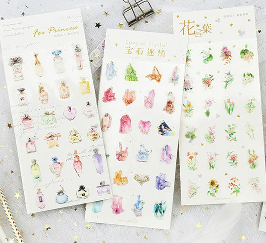 

Note For Perfume Lovely Princess Golden Fashion PVC Sticker 9*21cm 1 Sheet