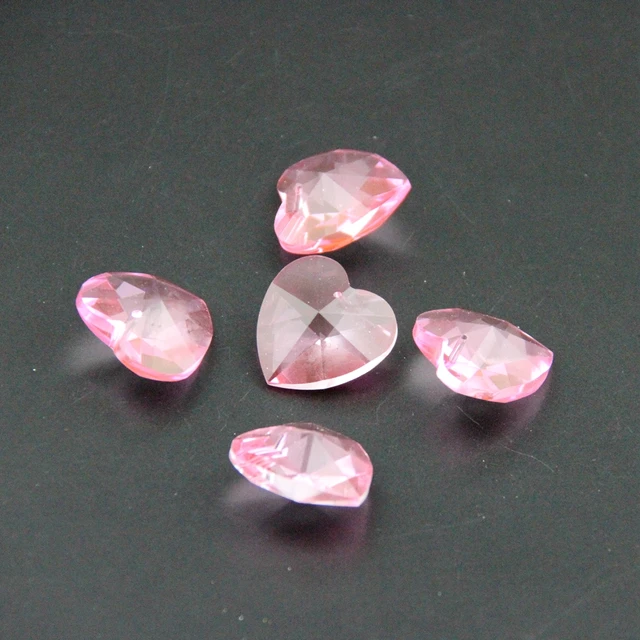 28mm Pink 50pcs Heart Shape Crystal Glass Pendant For Chandelier 28mm Pink 50pcs Heart Shape Crystal Glass Pendant For Chandelier Lighting Diy Accessories Hanging Drop Prisms
