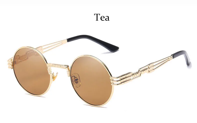 Ретро Металлические Круглые Солнцезащитные очки wo мужские модные дизайнерские металлические женские зеркальные Винтажные Солнцезащитные очки женские розовые Роскошные сплав - Цвет линз: Tea
