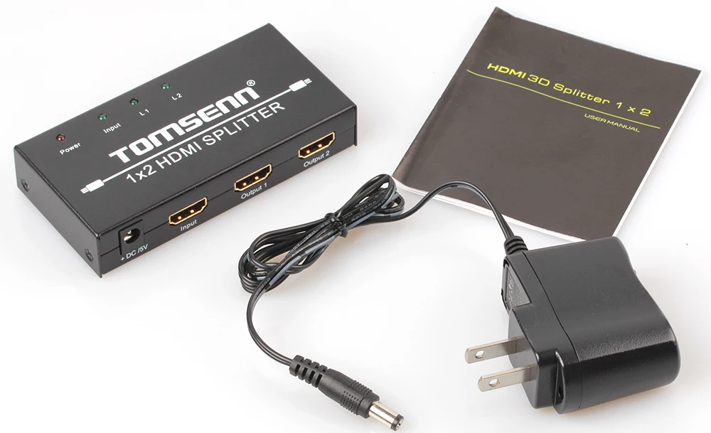 1x2 1 порт HDMI сплиттер с питанием Ver 3 сертифицирован для Full HD 1080P и 3D поддержки (один