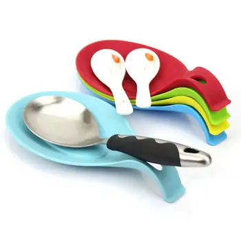 

Food Grade Silicone Cooking Kitchen Spoon Rests Non-stick For Baking Accessories Spatula Scraper Knife and Fork Tools