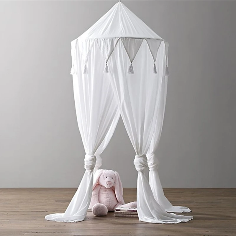 Чистый цвет простой дизайн детская кровать навес покрывало москитная сетка высокое качество хлопок постельное белье круглая купольная палатка для дома