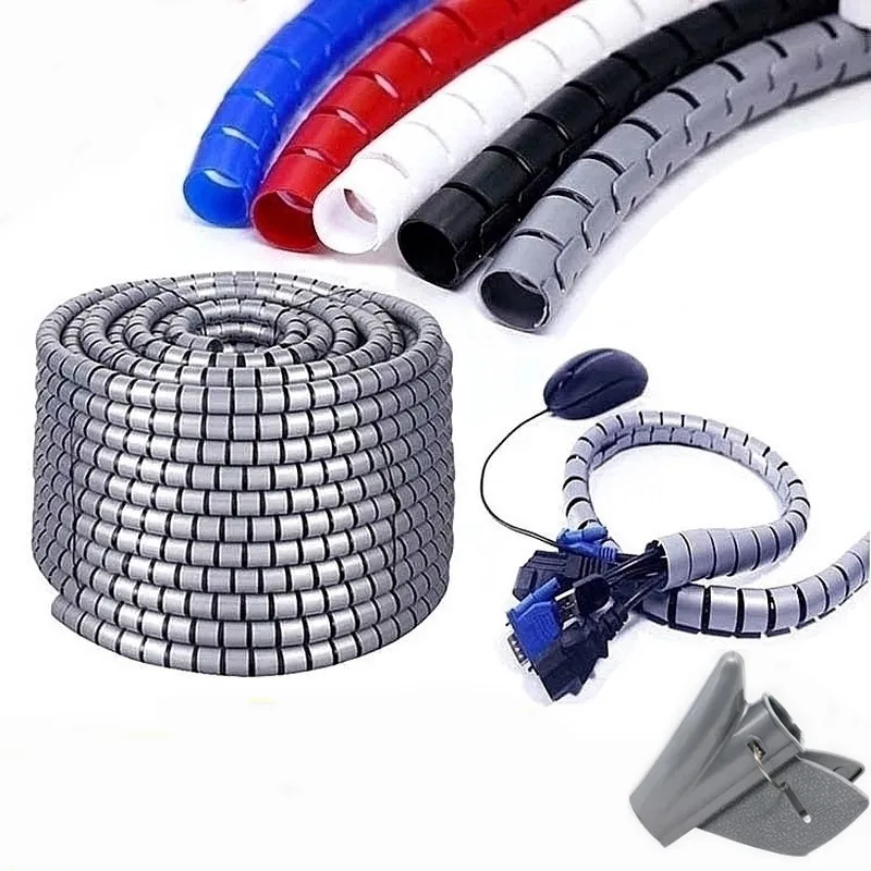 

3 Sizes Flexible Spiral Tube Cable Organizer Wire Wrap Cord Protector Wire Storage Pipe Cable Winder 1.5m