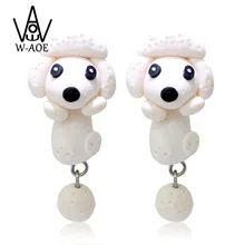 TTPAIAI 30 Бренд Полимерная глина белый Пудель серьги гвоздики модные украшения симпатичная мультяшная собака серьги в виде животных для женщин подарок для девочек