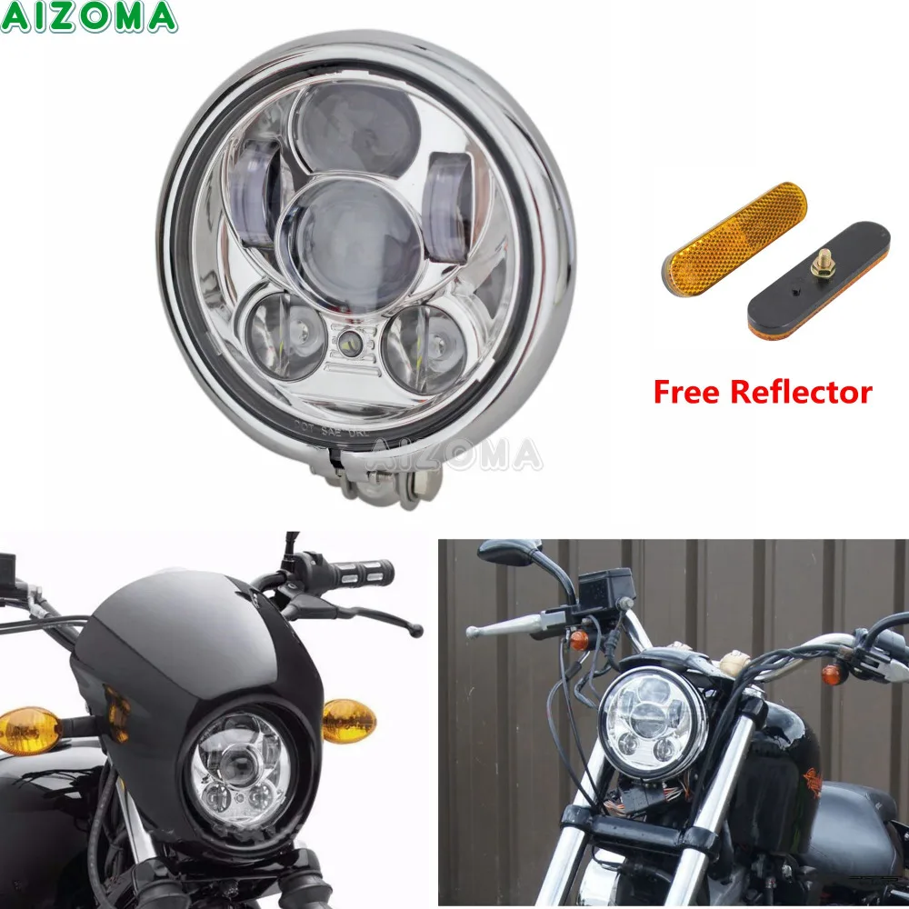 

DOT Cafe Racer Projector DRL Headlight 5.75'' LED Glide Front Head Lamp For Harley Dyna Sportster XL 883 1200 72 Chopper Bobber