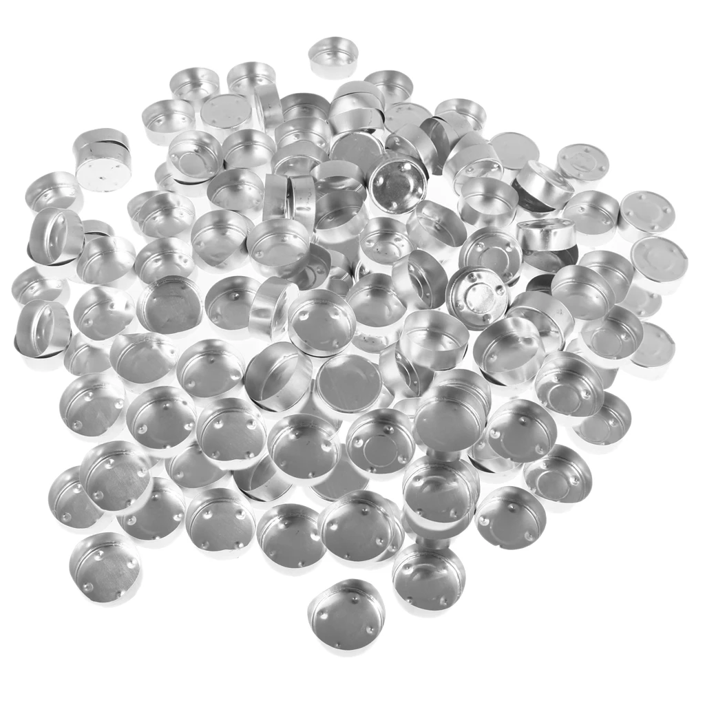 Dovewill 100 Pieces Aluminium Tea Light Empty Case Containers for Tealight Candles Making 2# 