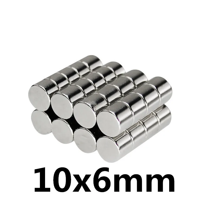 10 шт. неодимовый магнит 10x6 N35 Супер Сильный Круглый редкоземельный NdFeb N38 10*6 мм