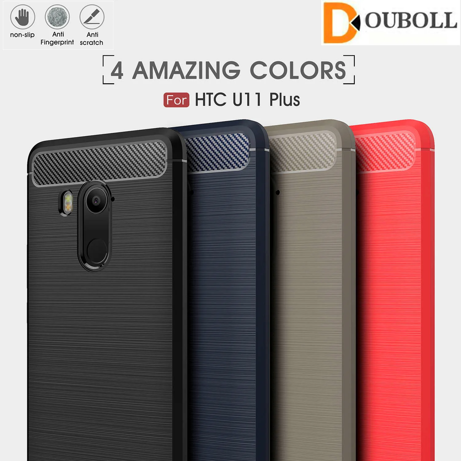 For HTC U11 plus/ eyes/u11 life Carbon Fiber Hybrid Heavy Duty Soft TPU Non-slip Full Protection Armor Tough Case Cover Skin |