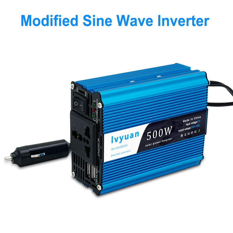 500 Вт/1000 Вт автомобильный преобразователь мощности 12 В постоянного тока в переменный ток 220 В модифицированная Синусоидальная мощность с выходом USB 5 в автомобильный Стайлинг и автомобильное зарядное устройство
