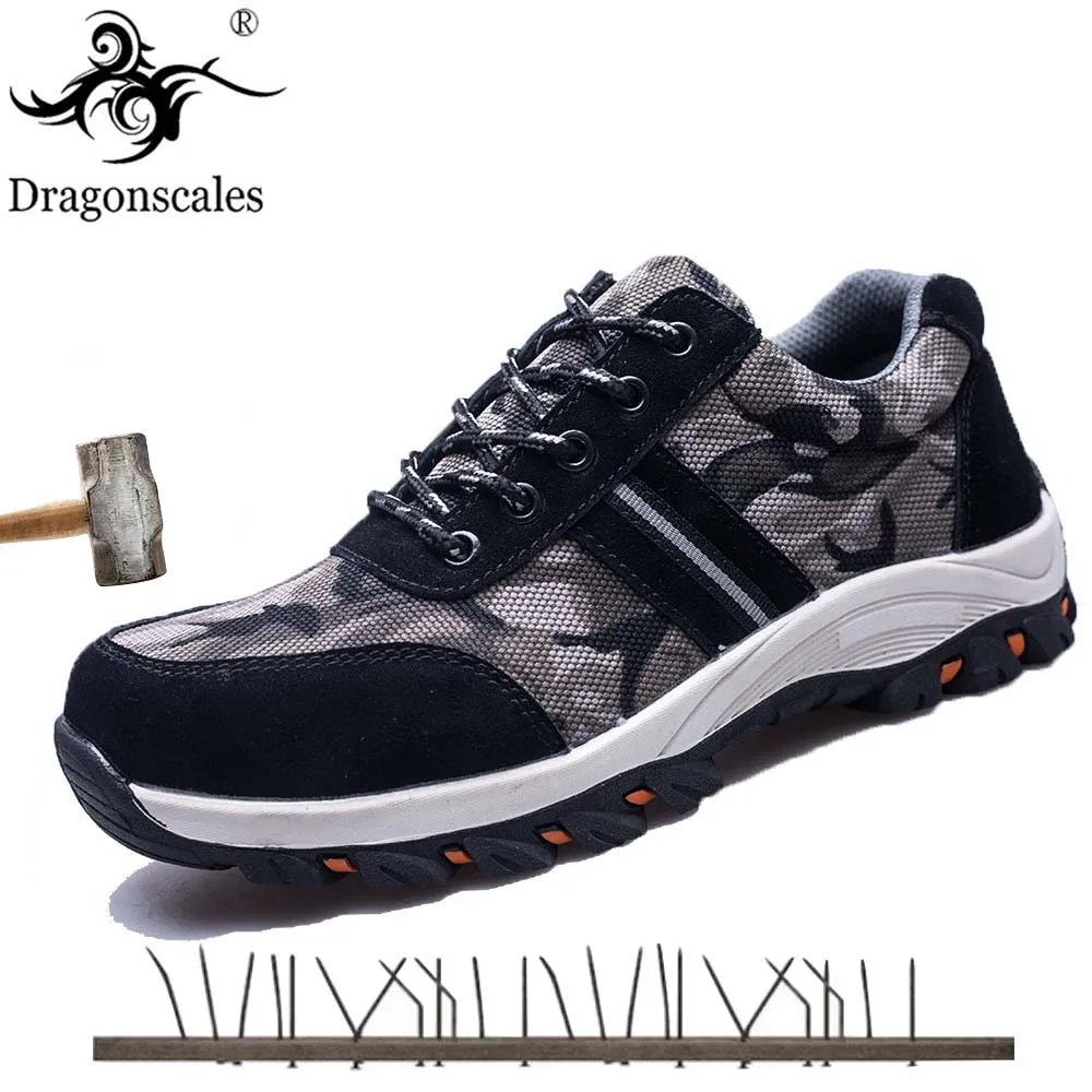 

2019 New Men's Plus Size safety shoes steel toe Cap Military Work & Safety Boots Shoes Men Camouflage Army Puncture Proof Boots