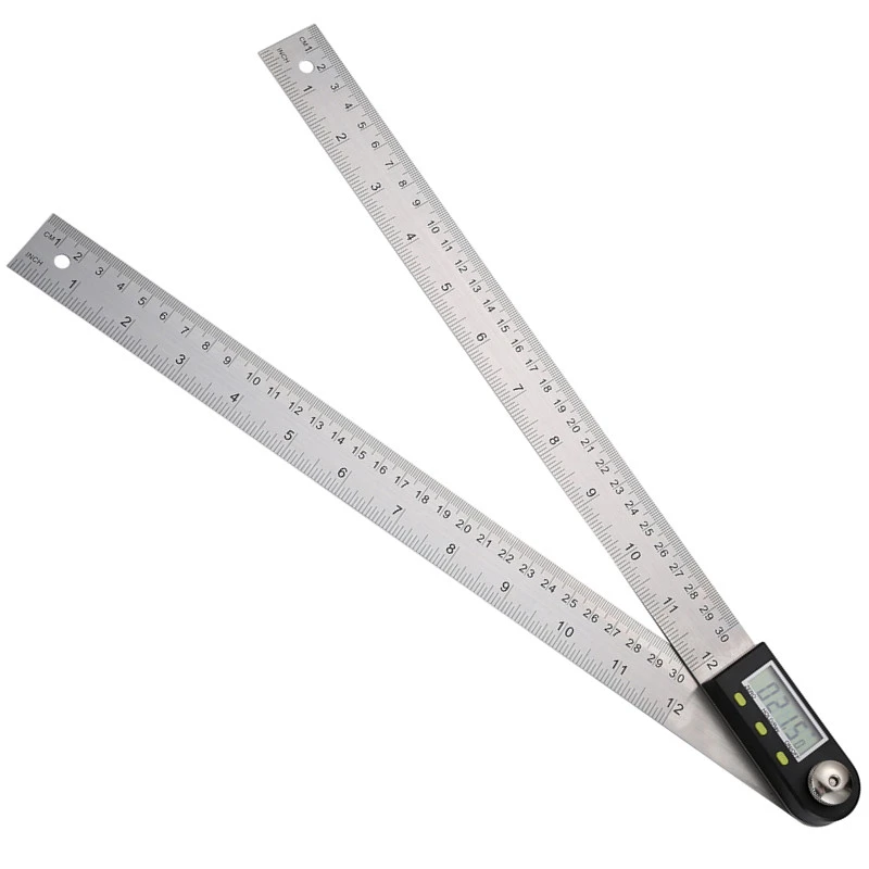  Digital Protractor 300mm Stainless Steel Goniometer Angle Finder Angle Square 0-360 Degree LCD Incl