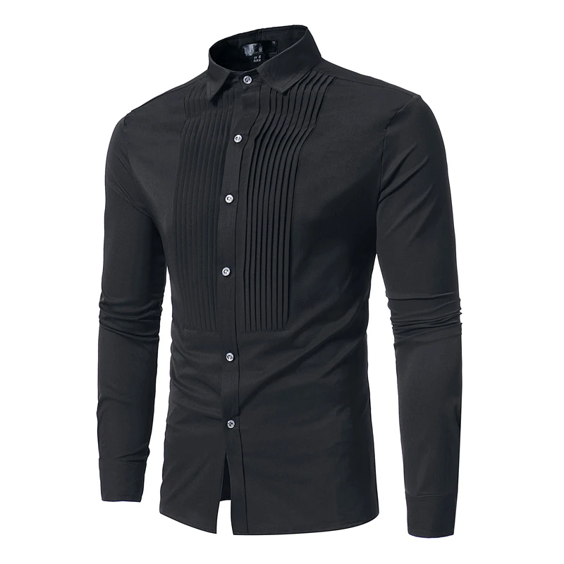 Solid Color Men Shirt Tuxedo Shirts Bridegroom Wedding Shirts Long Sleeve Slim Fit Casual Mens Dress Camisa Masculina XL long sleeve shirt men casual shirt
