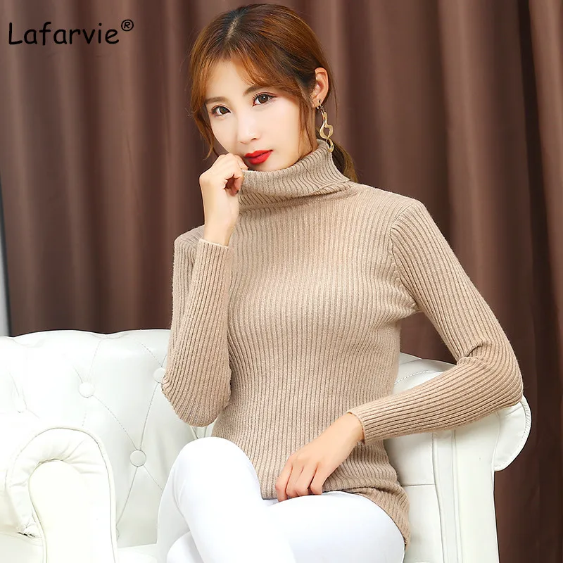 Lafarvie Autumn Winter Turtleneck Knitted Sweater Women Long Sleeve Slim Thick Warm Soft Flexible Quality Pullover Female Jumper