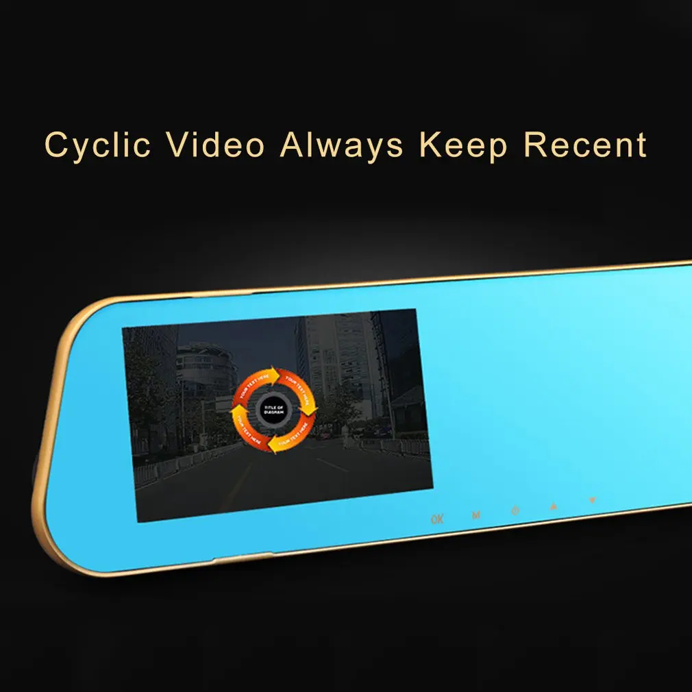 

Driving Recorder 4.3 Inch Rearview Mirror Dual Camera Digital Blue Mirror Parking Monitoring