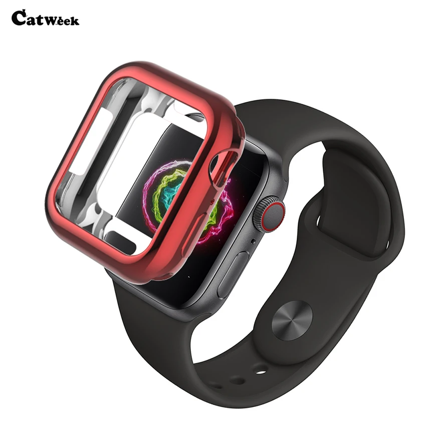 

Catweek 360 Slim Watch Cover for Apple Watch 4 40MM 44MM Full Case Soft Clear TPU Screen Protector For iWatch 4 Shockproof Skin